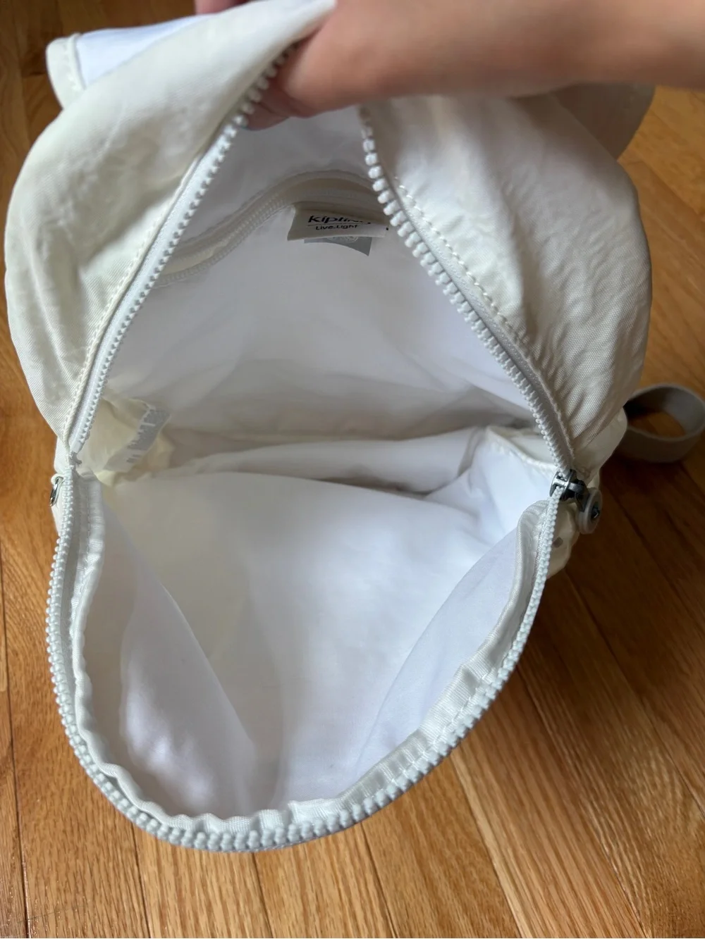 Kipling Small Cream Nylon Backpack with Front Pocket